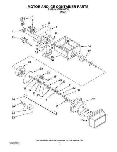 MOTOR AND ICE CONTAINER PARTS