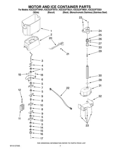 MOTOR AND ICE CONTAINER PARTS