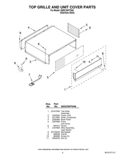 TOP GRILLE AND UNIT COVER PARTS