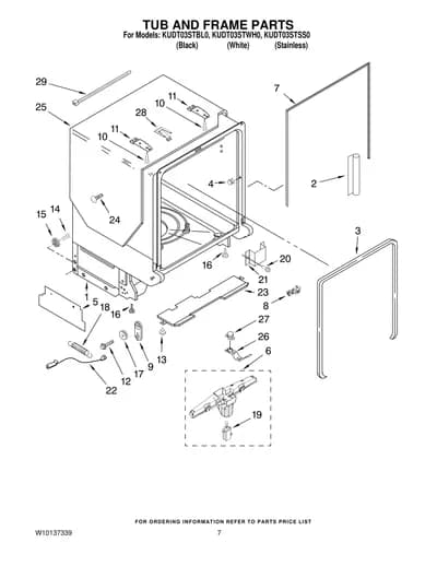 TUB AND FRAME PARTS