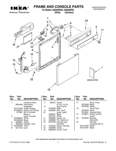 FRAME AND CONSOLE PARTS