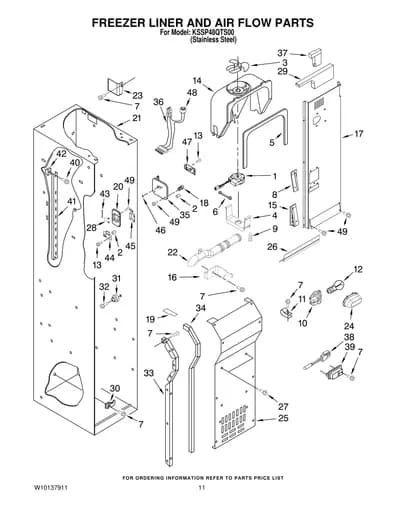 FREEZER LINER AND AIR FLOW PARTS