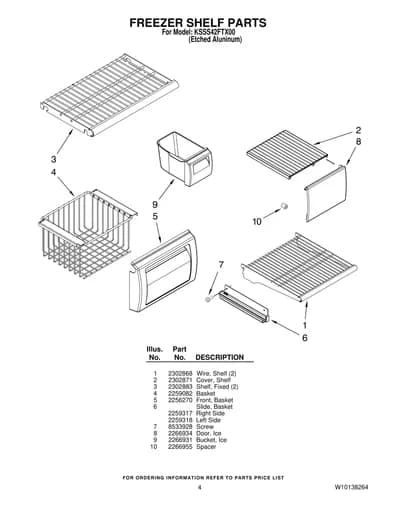 FREEZER SHELF PARTS