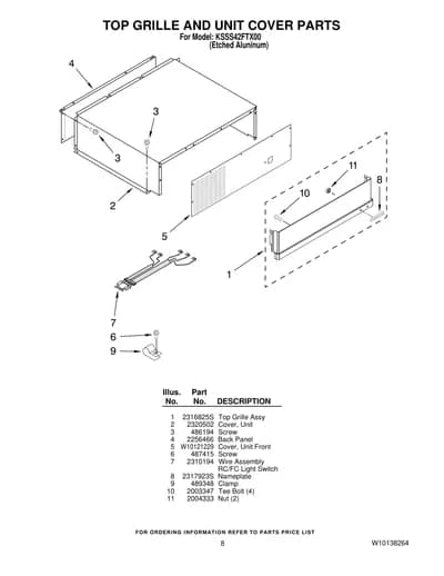 TOP GRILLE AND UNIT COVER PARTS