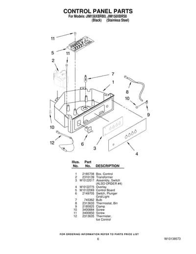 CONTROL PANEL PARTS