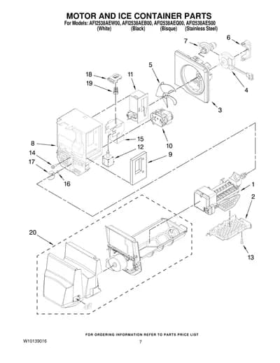 MOTOR AND ICE CONTAINER PARTS