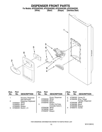 DISPENSER FRONT PARTS