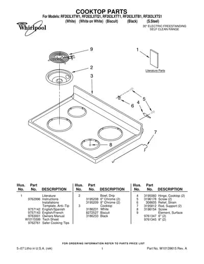 COOKTOP PARTS