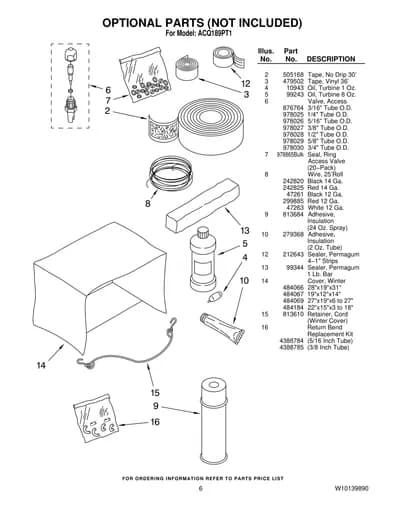 OPTIONAL PARTS (NOT INCLUDED)