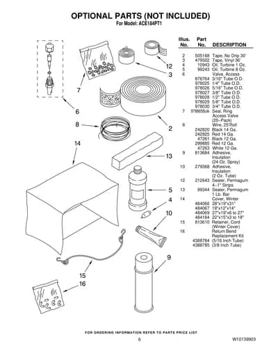 OPTIONAL PARTS (NOT INCLUDED)