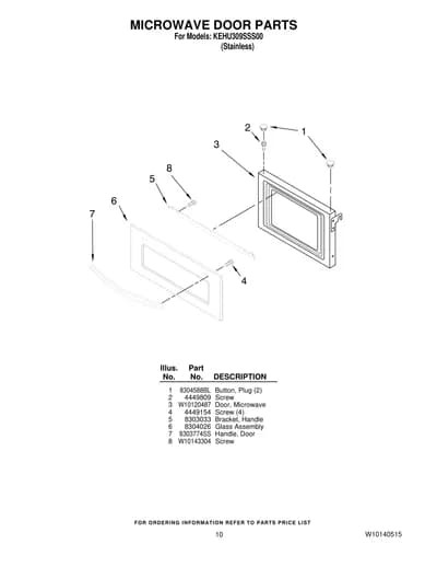 MICROWAVE DOOR PARTS