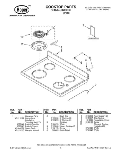 COOKTOP PARTS