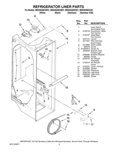 REFRIGERATOR LINER PARTS