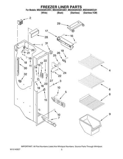 FREEZER LINER PARTS