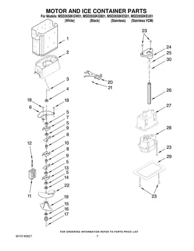 MOTOR AND ICE CONTAINER PARTS