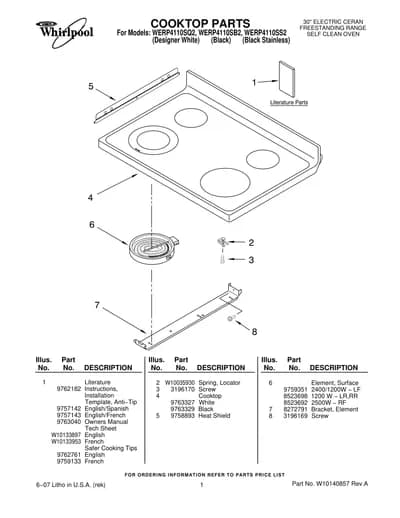 COOKTOP PARTS