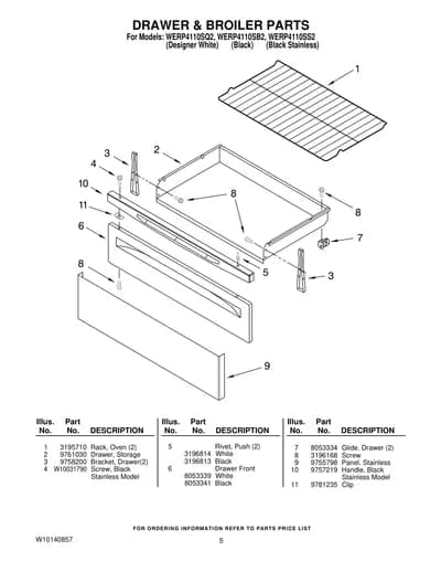 DRAWER & BROILER PARTS