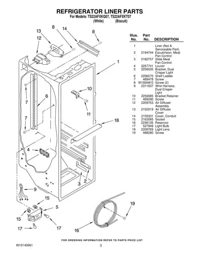 REFRIGERATOR LINER PARTS