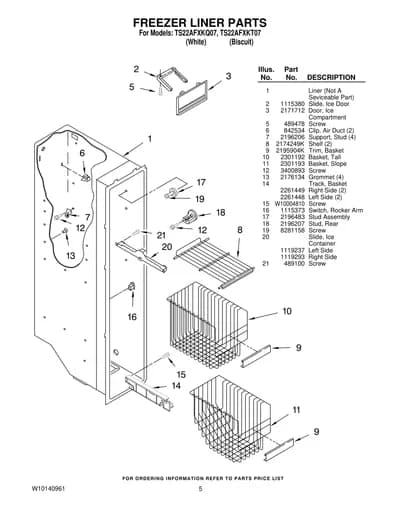 FREEZER LINER PARTS