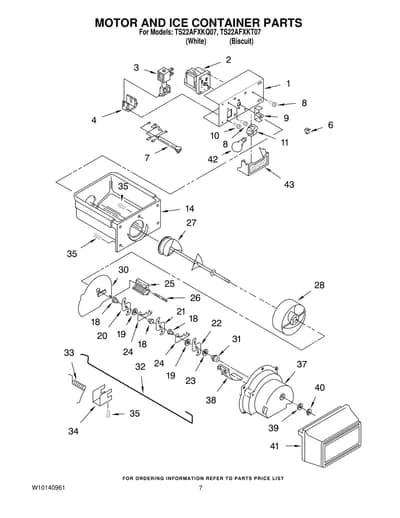 MOTOR AND ICE CONTAINER PARTS