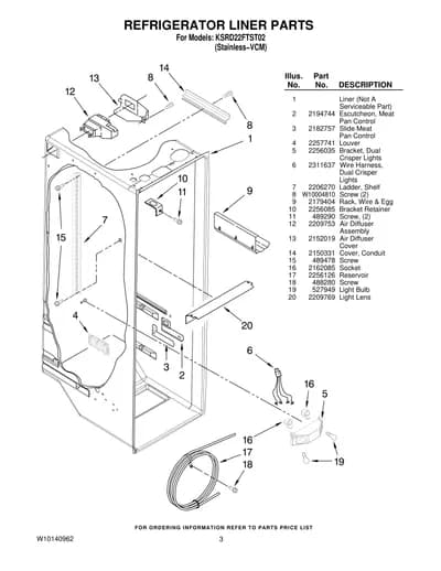 REFRIGERATOR LINER PARTS
