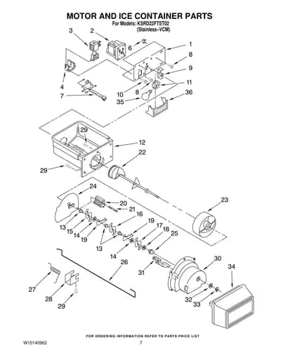 MOTOR AND ICE CONTAINER PARTS