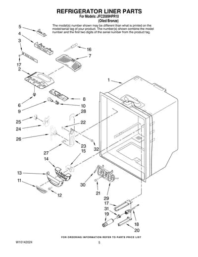 REFRIGERATOR LINER PARTS