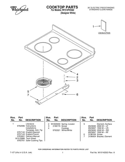 COOKTOP PARTS