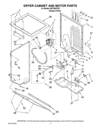 DRYER CABINET AND MOTOR PARTS