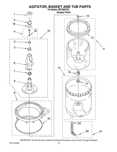 AGITATOR, BASKET AND TUB PARTS