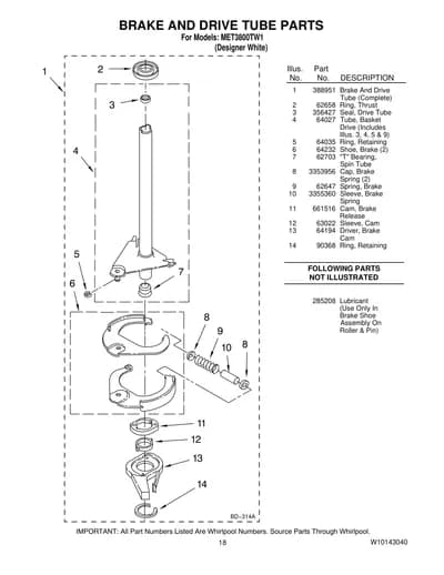 BRAKE AND DRIVE TUBE PARTS