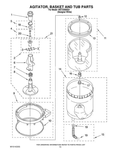 AGITATOR, BASKET AND TUB PARTS