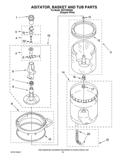 AGITATOR, BASKET AND TUB PARTS