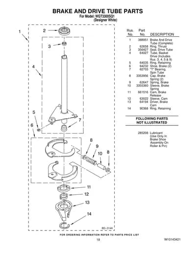 BRAKE AND DRIVE TUBE PARTS
