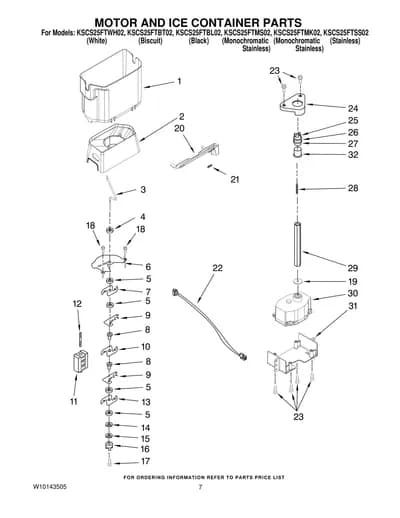 MOTOR AND ICE CONTAINER PARTS