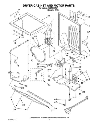 DRYER CABINET AND MOTOR PARTS