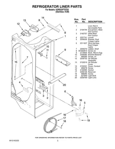 REFRIGERATOR LINER PARTS