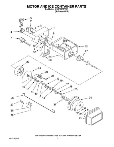 MOTOR AND ICE CONTAINER PARTS