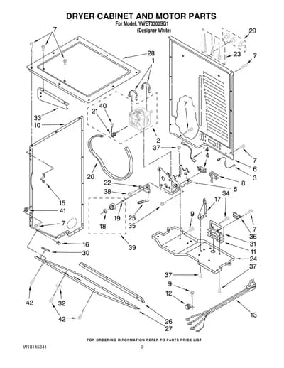 DRYER CABINET AND MOTOR PARTS