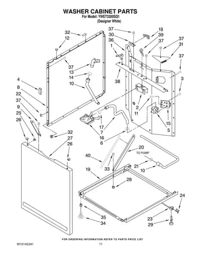 WASHER CABINET PARTS