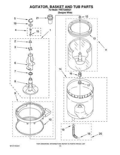 AGITATOR, BASKET AND TUB PARTS