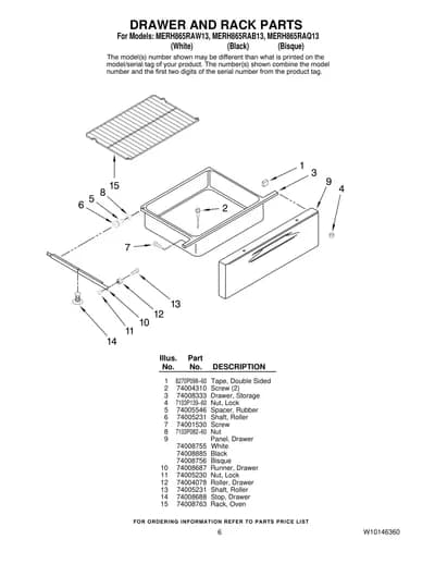 DRAWER AND RACK PARTS