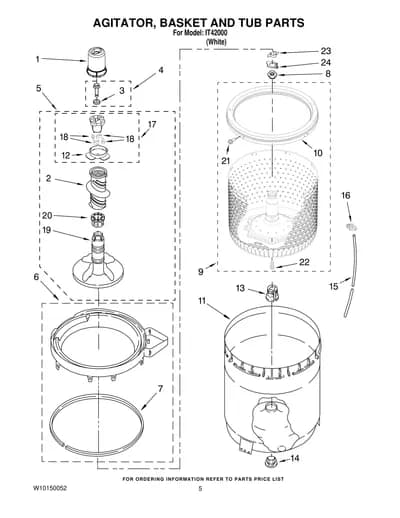AGITATOR, BASKET AND TUB PARTS