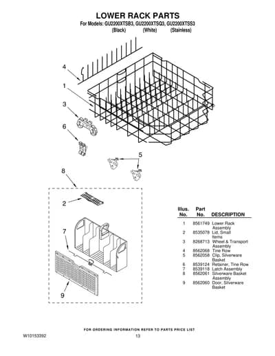 LOWER RACK PARTS