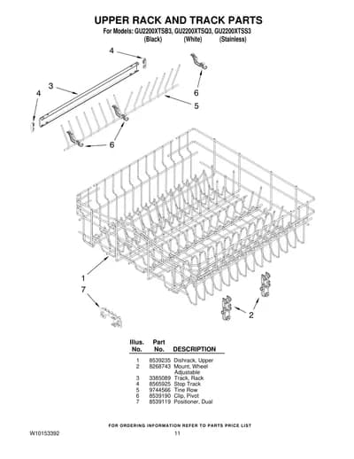UPPER RACK AND TRACK PARTS