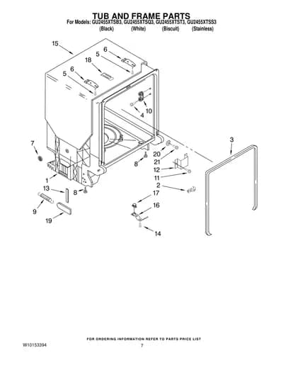 TUB AND FRAME PARTS