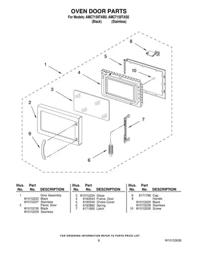 OVEN DOOR PARTS