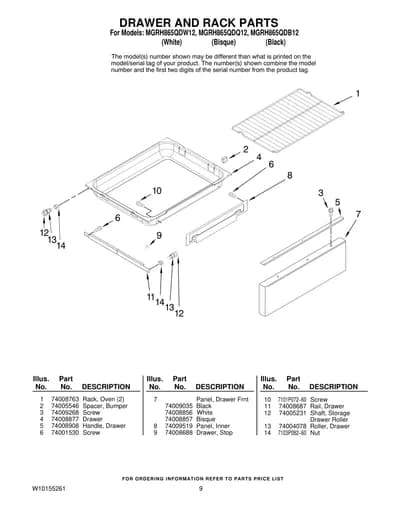 DRAWER AND RACK PARTS