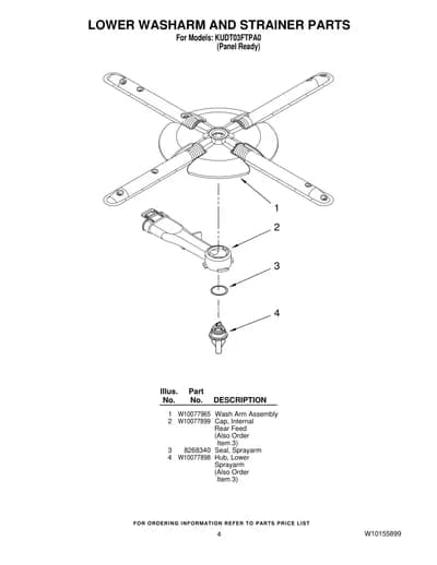 LOWER WASHARM AND STRAINER PARTS