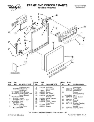 FRAME AND CONSOLE PARTS